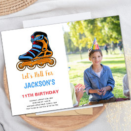 Rollerskating-dag-uitnodigingen met foto kaart