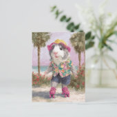 Rollerskating Guinee Pig op het strand Briefkaart (Staand voorkant)