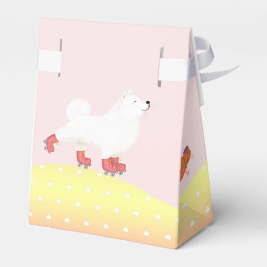 Rollerskating hond & cavia partij gunsttas bedankdoosjes (Achterkant)