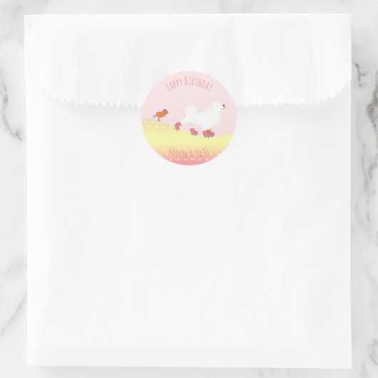 Rollerskating hond & cavia rond stickers (Tas)