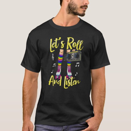 Rollerskating Inline Schaatsen Roller 70s Partij V T-shirt (Voorkant)
