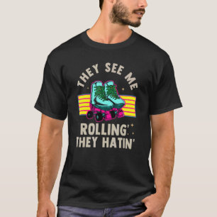 Rollerskating Inline Schaatsen Roller 70s Partij V T-shirt