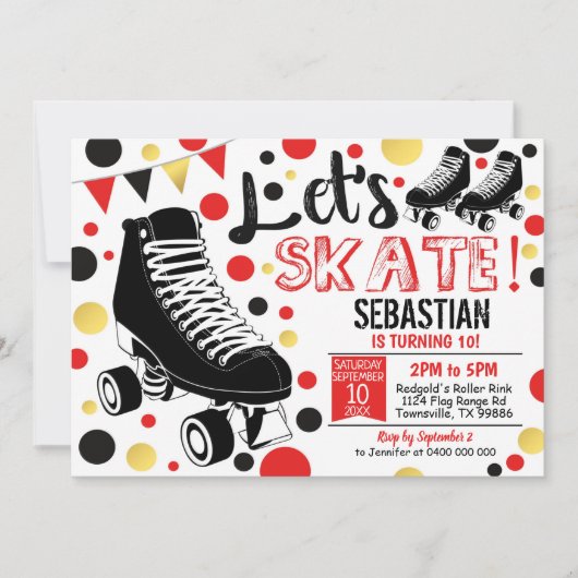 Rollerskating Party Red Kaart (Voorkant)