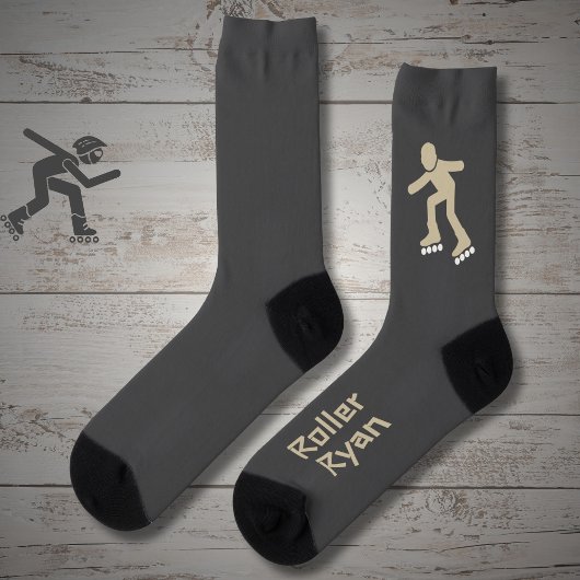 Rollerskating sand on gray with text sokken