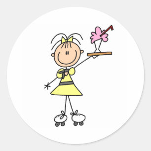 Rollerskating serveerster ronde sticker