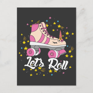 Rollerskating Unicorn Lover Let's Roll party Briefkaart