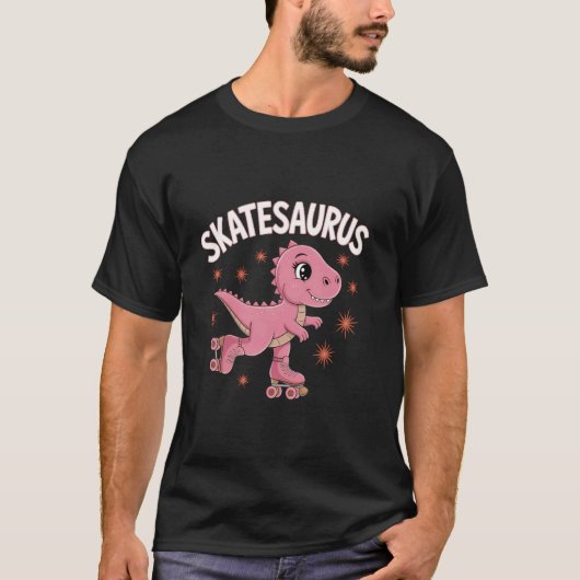 Rollerskatsen Dinosaurus T-Rex Schaats Dino Grappi T-shirt (Voorkant)