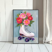 Rollerskatsen Roos Boeket Schilderen Aquarel Poster