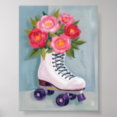 Rollerskatsen Roos Boeket Schilderen Aquarel Poster (Voorkant)