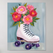 Rollerskatsen Roos Boeket Schilderen Aquarel Poster (Voorkant)