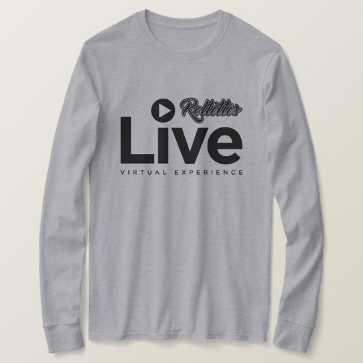 Rollettes Ervaar virtuele live lange hoes grijs T-shirt (Design voorkant)