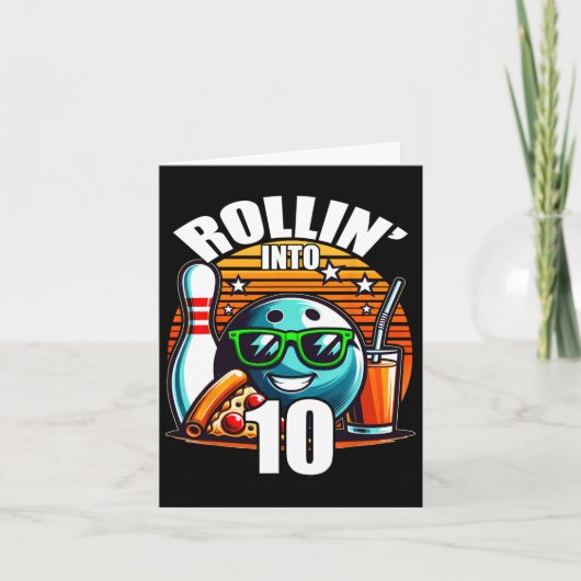 Rollin in 10 Bowling Birthday Party 10th Birthda Kaart (Voorkant)