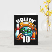 Rollin in 10 Bowling Birthday Party 10th Birthda Kaart (Gele Bloem)