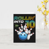 Rollin in 10 Retro Bowling Birthday Party 10th B Kaart (Gele Bloem)