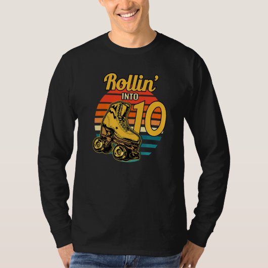 Rollin' in 10 Retro Roller 10th Birthday Party S T-shirt (Voorkant)