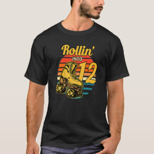 Rollin' in 12 Retro Roller 12th Birthday Party S T-shirt