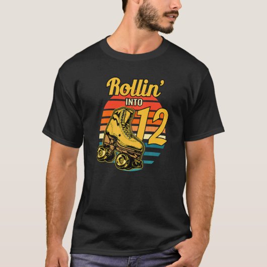 Rollin' in 12 Retro Roller 12th Birthday Party S T-shirt (Voorkant)