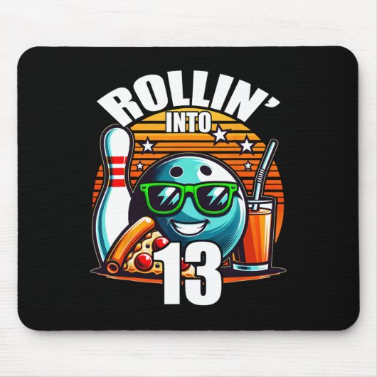 Rollin In 13 Bowling Verjaardagsfeest 13e Verjaard Muismat (Voorkant)