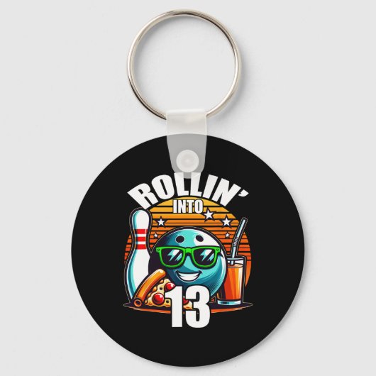 Rollin In 13 Bowling Verjaardagsfeest 13e Verjaard Sleutelhanger (Voorkant)