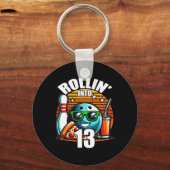 Rollin In 13 Bowling Verjaardagsfeest 13e Verjaard Sleutelhanger (Voorkant)