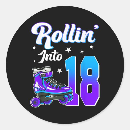Rollin In 18 Rolschaatsen Thema Verjaardag 18e Ronde Sticker (Voorkant)