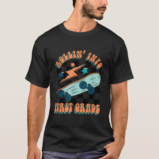 Rollin' in 1e klas terug naar school skateboard S T-shirt (Voorkant)