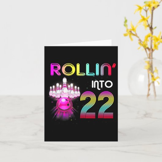 Rollin in 22 Bowling Verjaardagsfeest 22e verjaard Kaart (Gele Bloem)