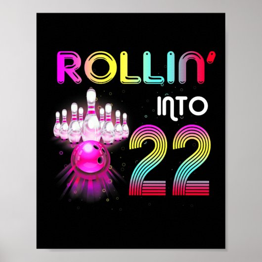 Rollin in 22 Bowling Verjaardagsfeest 22e verjaard Poster (Voorkant)