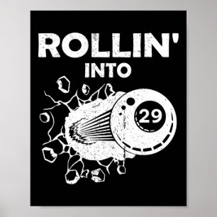 Rollin in 29 biljart 29e verjaardag Flaming Bil Poster