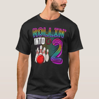 Rollin in 2 jaar oude Bowling Birthday Girl 2nd T-shirt