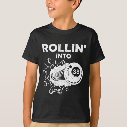Rollin In 38 Biljart 38e Verjaardag Flaming Bil T-shirt (Voorkant)