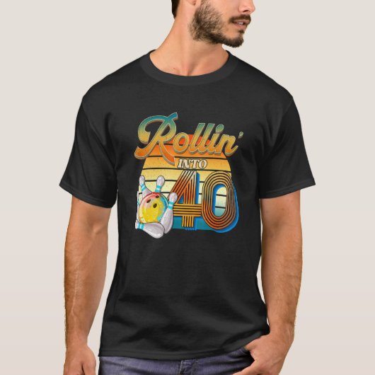 Rollin' in 40th Birthday Bowler 40 Years Old Bow T-shirt (Voorkant)