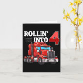 Rollin In 4 Semi-trailer Truck 4e Bday 4 jaar Kaart (Gele Bloem)