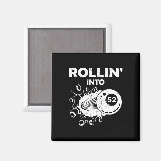 Rollin In 52 Biljart 52e Verjaardag Vlammende Bil Magneet (Voorkant / Achterkant)