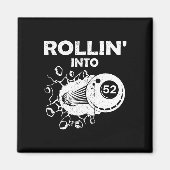 Rollin In 52 Biljart 52e Verjaardag Vlammende Bil Magneet (Voorkant)