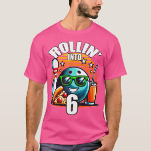 Rollin in 6 Bowling Birthday Party 6th Birthday T-shirt