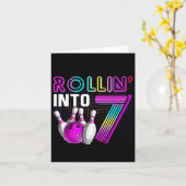 Rollin In 7 Bowling Verjaardagsfeestje 7e Verjaard Kaart (Gele Bloem)
