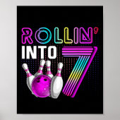 Rollin In 7 Bowling Verjaardagsfeestje 7e Verjaard Poster (Voorkant)
