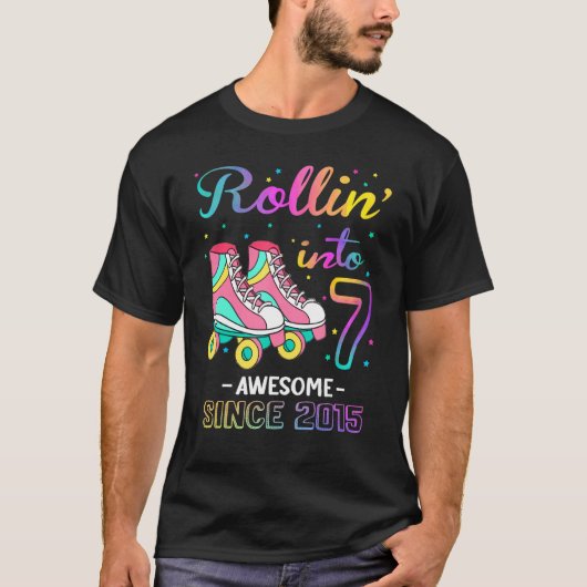 Rollin' in 7 Geweldige 2015 Roller Skating 7th Bir T-shirt (Voorkant)