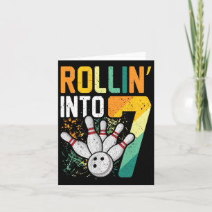 Rollin In 7 Retro Bowling Verjaardagsfeest 7e BIR Kaart