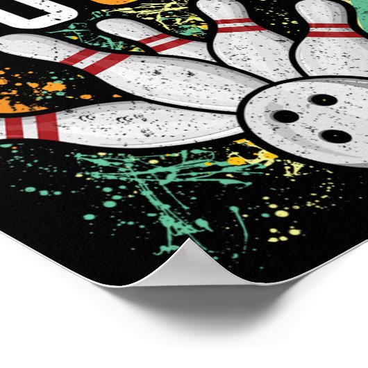 Rollin In 7 Retro Bowling Verjaardagsfeest 7e BIR Poster (Hoek)