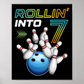 Rollin In 7 Retro Bowling Verjaardagsfeest 7e BIR Poster (Voorkant)