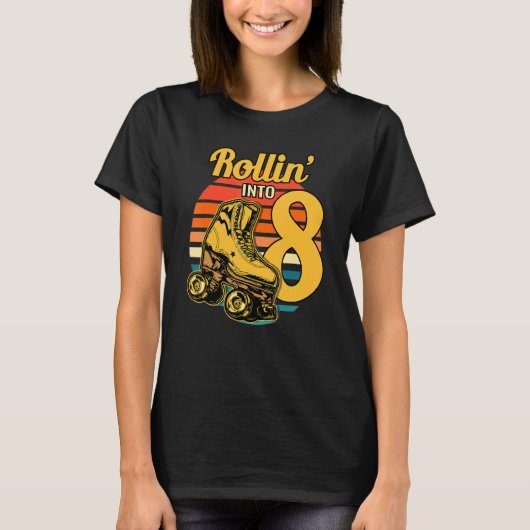 Rollin' in 8 Retro Roller 8th Birthday Party Ska T-shirt (Voorkant)