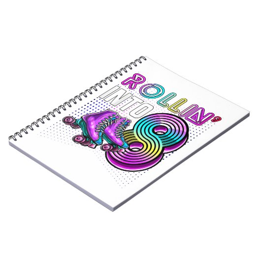 Rollin' in 8 Rollers Skating Rink 8th Birthday Pa Notitieboek (Linkerzijde)