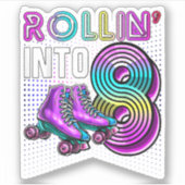 Rollin' in 8 Rollers Skating Rink 8th Birthday Pa Sticker (Voorkant)