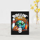 Rollin in 9 Bowling Birthday Party 9th Birthday Kaart (Gele Bloem)
