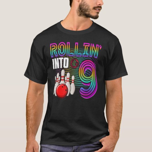 Rollin in 9 Years Old Bowling Birthday Girl 9th T-shirt (Voorkant)