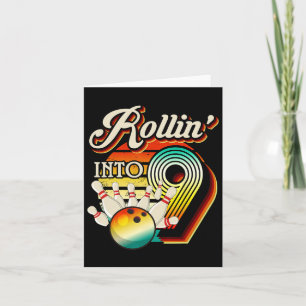 Rollin In Bowling 9 Jaar Oude Retro Verjaardag 9e Kaart