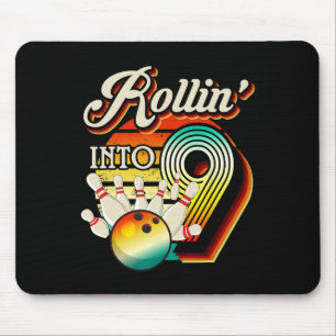 Rollin In Bowling 9 Jaar Oude Retro Verjaardag 9e Muismat