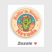Rollin' in Nevada_ Cactus met Dobbelsteen Kunstwer Sticker (Vel)